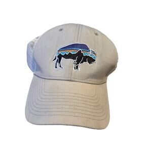 PATAGONIA Fitz Roy Bison Embroidered Logo ~ Mesh Back Snapback Hat / Cap